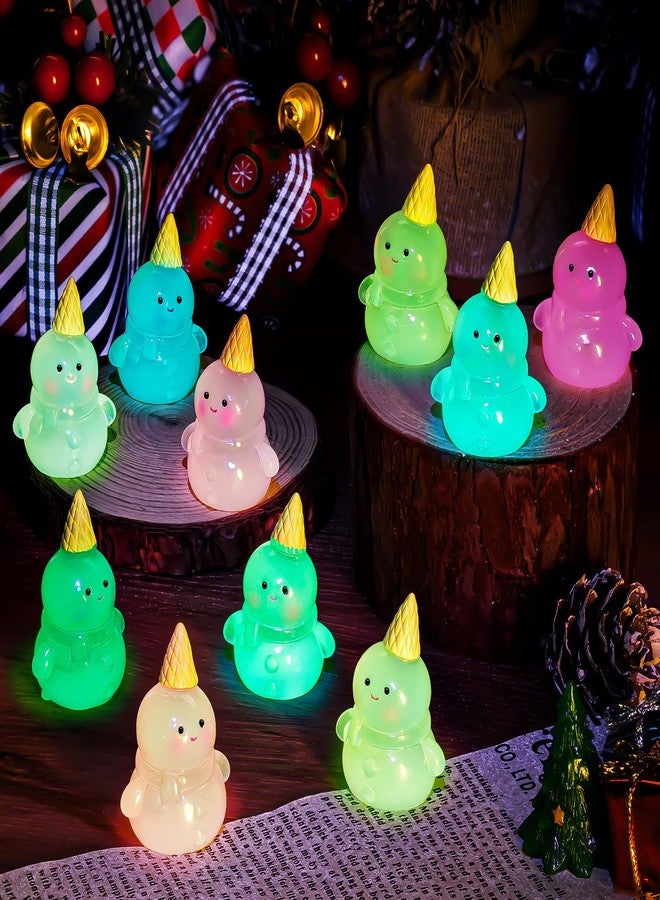 LHSYFBZ 25Pcs Glow in The Dark Miniature Snowman - Mini Resin Snowman for Garden, Aquarium, Dollhouse, Birthday Party, Room Decor - Image 4
